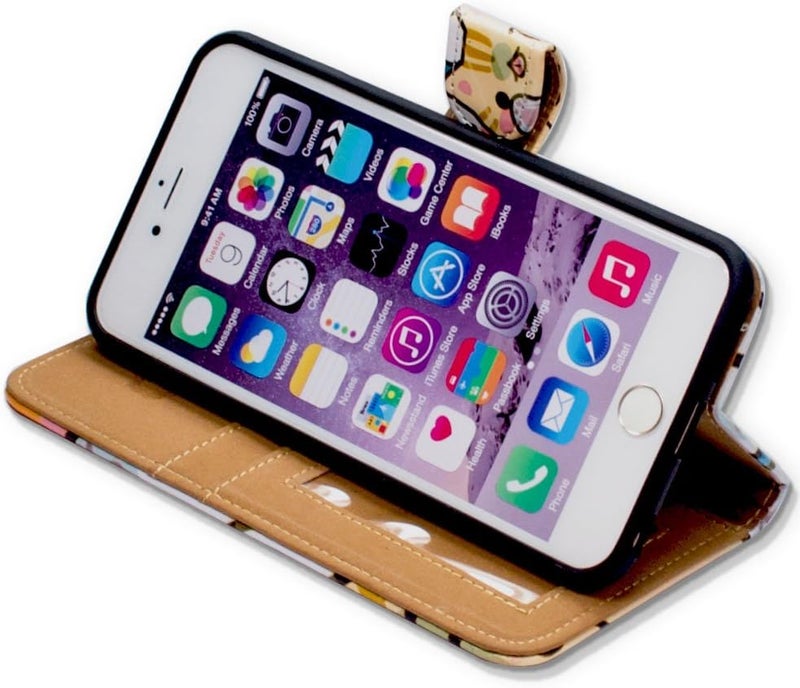 Classic practical design iPod Touch 7 Case,iPod Touch 6 Case, Cartoon White Cat Wallet Flip Leather Cover Case with Credit Card ID Card Slot Holder Kickstand for iPod Touch 7/6/5 Modern look - Image 4
