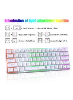 Rock Pow ROCK POW 60% Arabic English Mechanical Gaming Keyboard, 63keys RGB Backlit Ultra-Compact Mini Keyboard, Waterproof Mini Compact Keyboard for PC/Mac Gamer, Typist, Trip Hot Swappable Red Switch  - Image 3