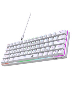 Rock Pow ROCK POW 60% Arabic English Mechanical Gaming Keyboard, 63keys RGB Backlit Ultra-Compact Mini Keyboard, Waterproof Mini Compact Keyboard for PC/Mac Gamer, Typist, Trip Hot Swappable Red Switch  - Image 4