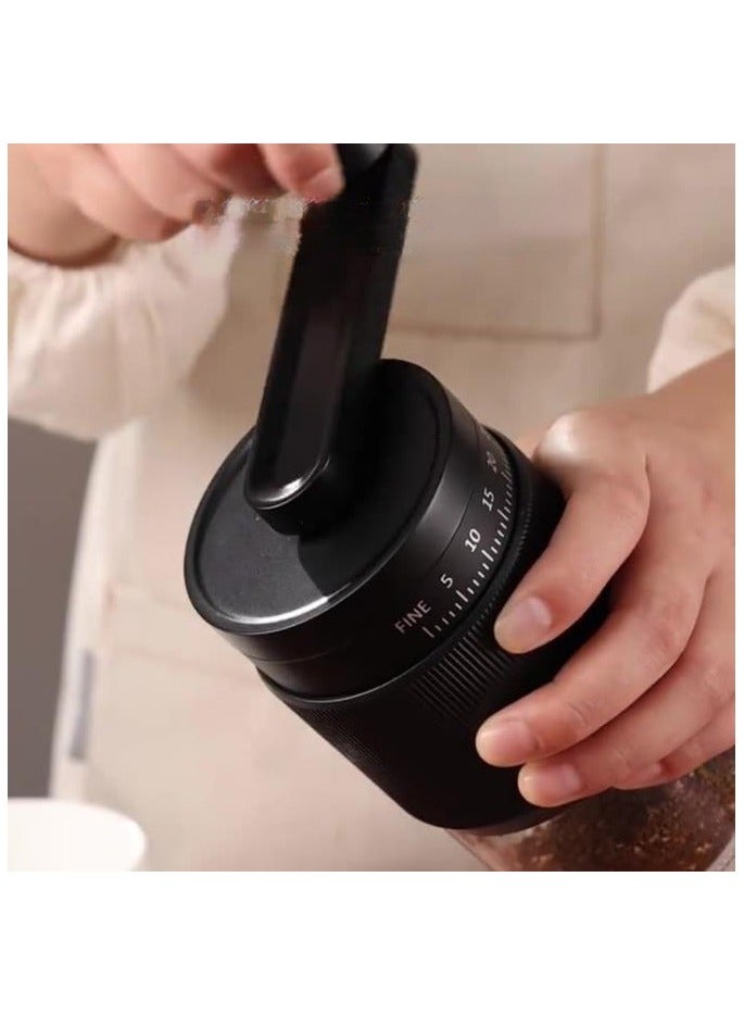 Manual Small Coffee Grinder,Ceramic Mill,Hand Crank,Portable,Perfect for Espresso maker at home,Travel,Camping,Internal Adjustable Setting, Visible Powder Bin Black - Image 5
