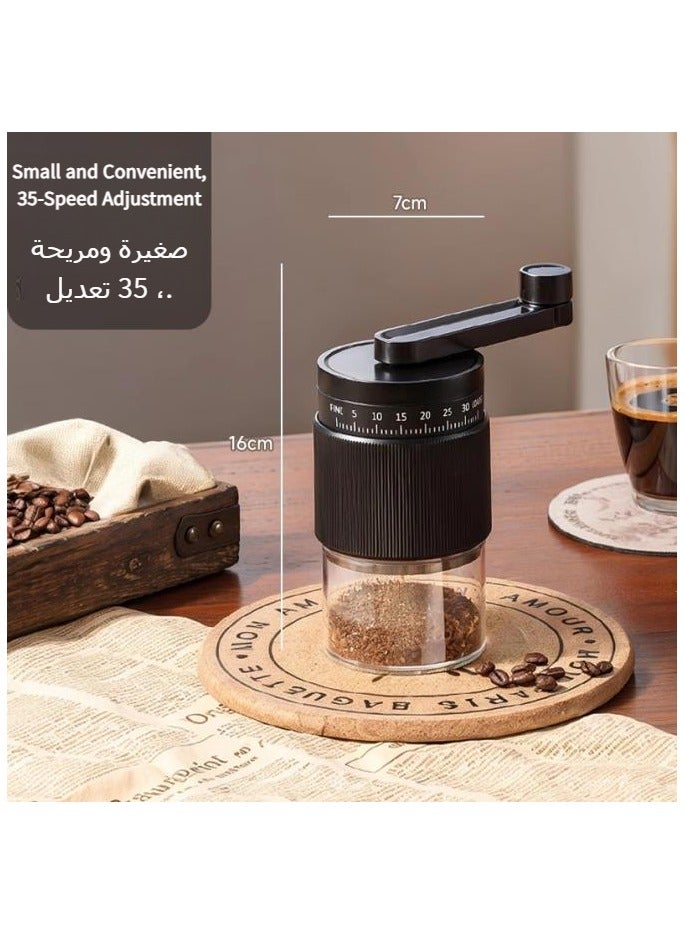 Manual Small Coffee Grinder,Ceramic Mill,Hand Crank,Portable,Perfect for Espresso maker at home,Travel,Camping,Internal Adjustable Setting, Visible Powder Bin Black - Image 1