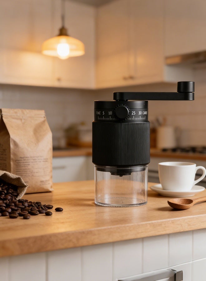 Betaoby Manual Small Coffee Grinder,Ceramic Mill,Hand Crank,Portable,Perfect for Espresso maker at home,Travel,Camping,Internal Adjustable Setting, Visible Powder Bin Black - Image 1