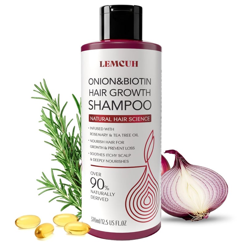 Lemcuh Rosemary Shampoo with Onion & Biotin: Volumizing Shampoo for Thicker-Looking Hair - Smooths Scalp With Tea Tree & Ginger - Thickening Formula Support Hair Regrowth For Women Men 12.5 (12.5 Fl Oz) - Image 1