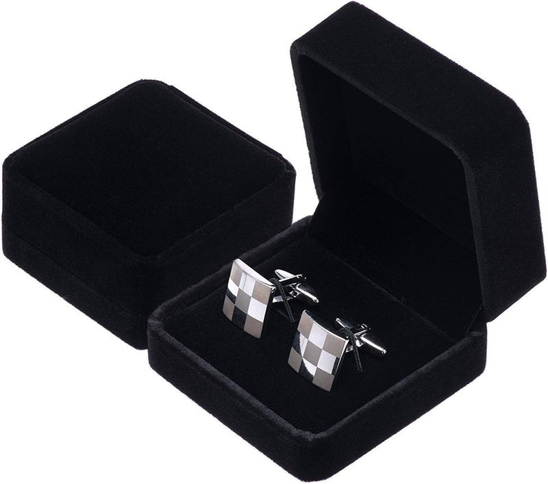 Giftop Small Dark Classic Velvet Cufflink Box Case - Image 2