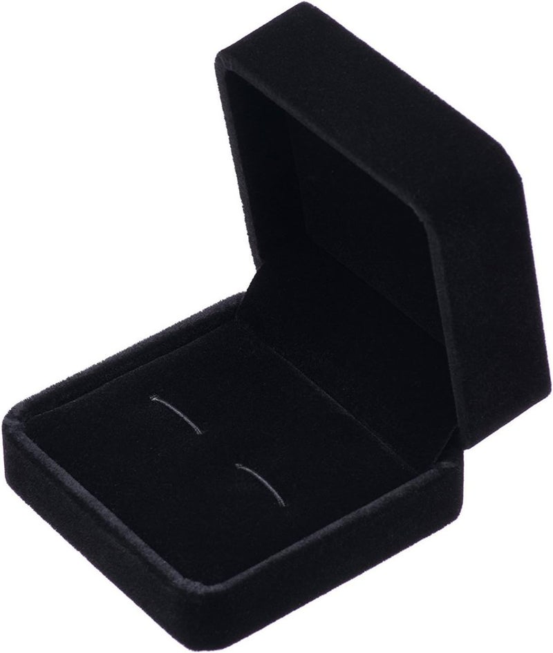 Giftop Small Dark Classic Velvet Cufflink Box Case - Image 1