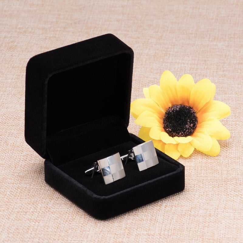 Giftop Small Dark Classic Velvet Cufflink Box Case - Image 5