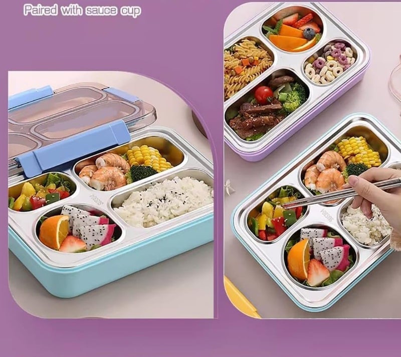900ml Bento Lunch Box 4 Leakproof Compartments with Spoon Fork Chopsticks BPAFree Durable Stylish 3 Color Variants - Image 5