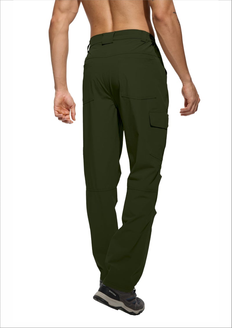 LINLANG EN Mens Work Pants Waterproof Lightweight Quick Dry Cargo Pants Travel Fishing Climbing Outdoor Hiking Pants Dark Army Green-M - Image 3
