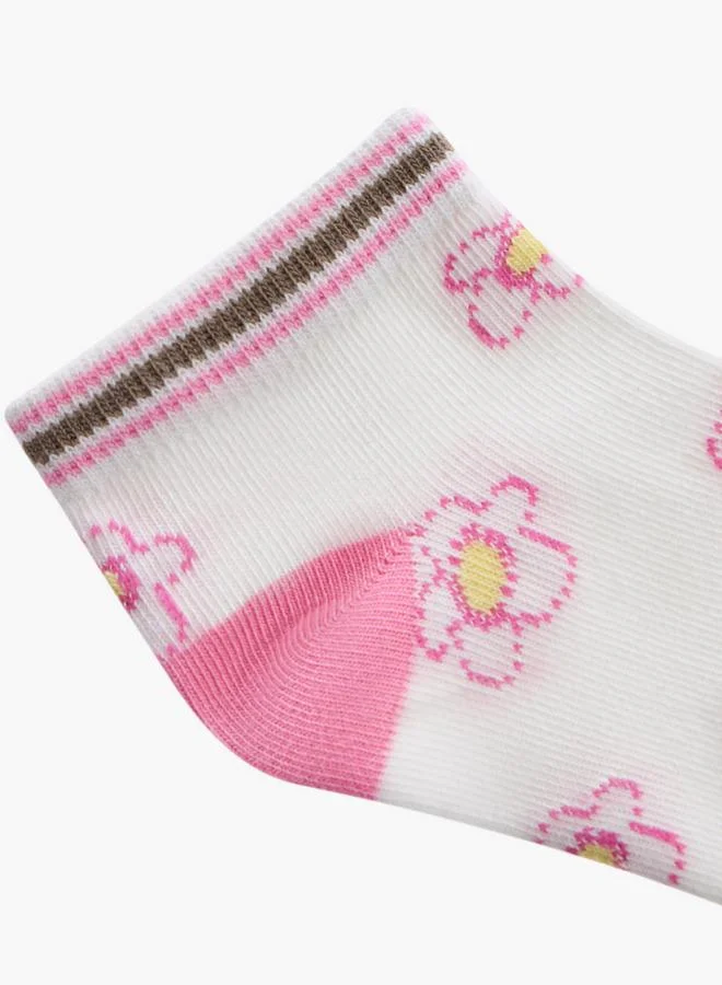 Little Missy WHITE Girls  Ankle Length Socks - Set of 5 for Women | Best Price UAE