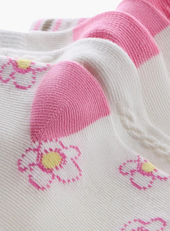 Little Missy WHITE Girls  Ankle Length Socks - Set of 5 for Women | Best Price UAE