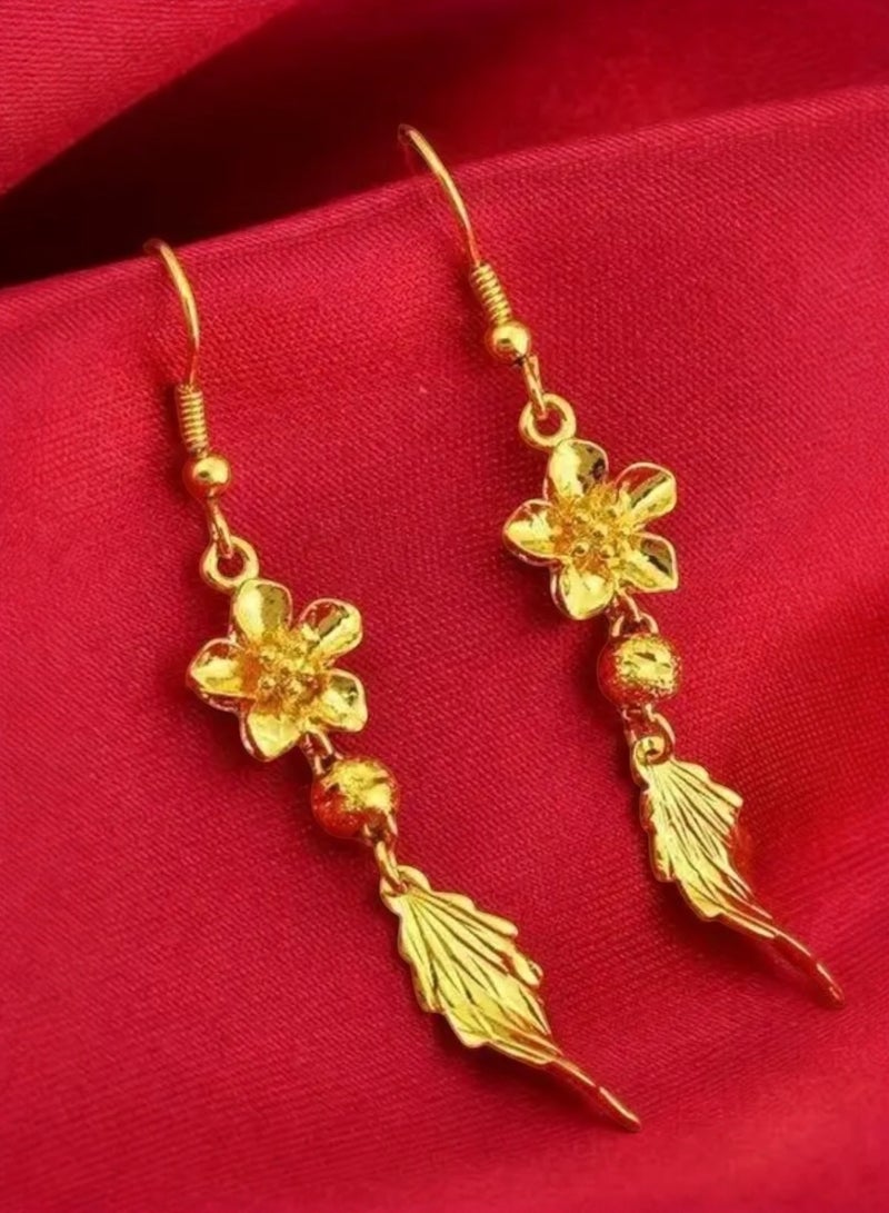 GOLDMAX Elegant 21k Gold Plated Drop Earrings For Women - Image 2