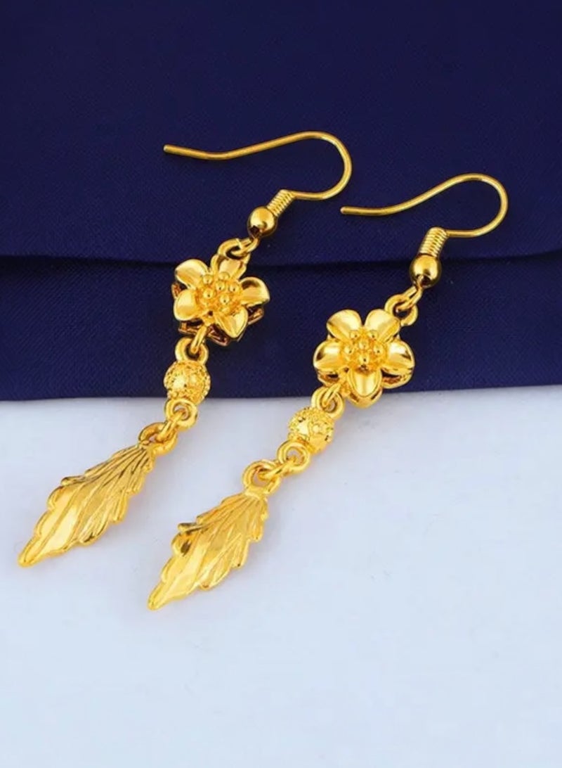 GOLDMAX Elegant 21k Gold Plated Drop Earrings For Women - Image 1