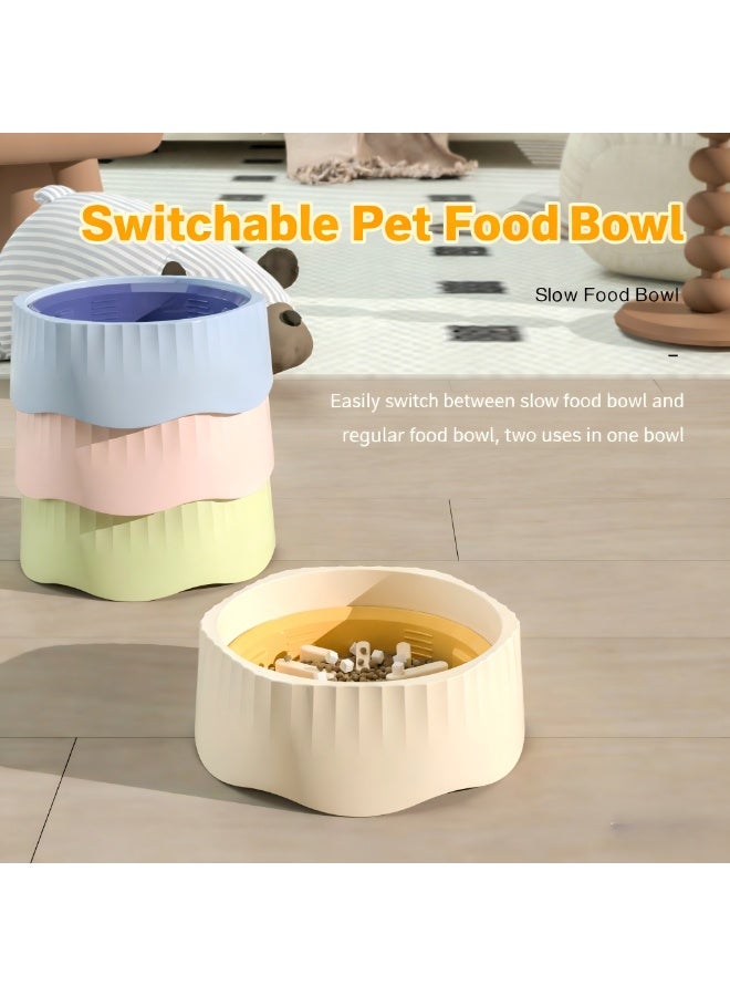 EPET 2-in-1 Pet Slow Feeder Dog Bowl & Regular Food Dish - Adjustable Anti-Gulping Bloat Stop Interactive Puzzle Bowl for Fast Eaters - BPA-Free Plastic (Blue) - Image 3