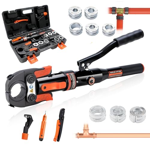 iGeelee Hydraulic Copper Press Tool, Pex Crimping Tool with 1/2", 3/4", 1" Dies for Copper Pipe Fitting & 3/8"-1" Dies for ASTM F1807 Pex Copper Rings, Heavy Duty HT-1950E - Image 1