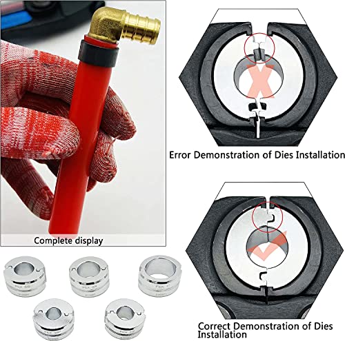 iGeelee Hydraulic Copper Press Tool, Pex Crimping Tool with 1/2", 3/4", 1" Dies for Copper Pipe Fitting & 3/8"-1" Dies for ASTM F1807 Pex Copper Rings, Heavy Duty HT-1950E - Image 4