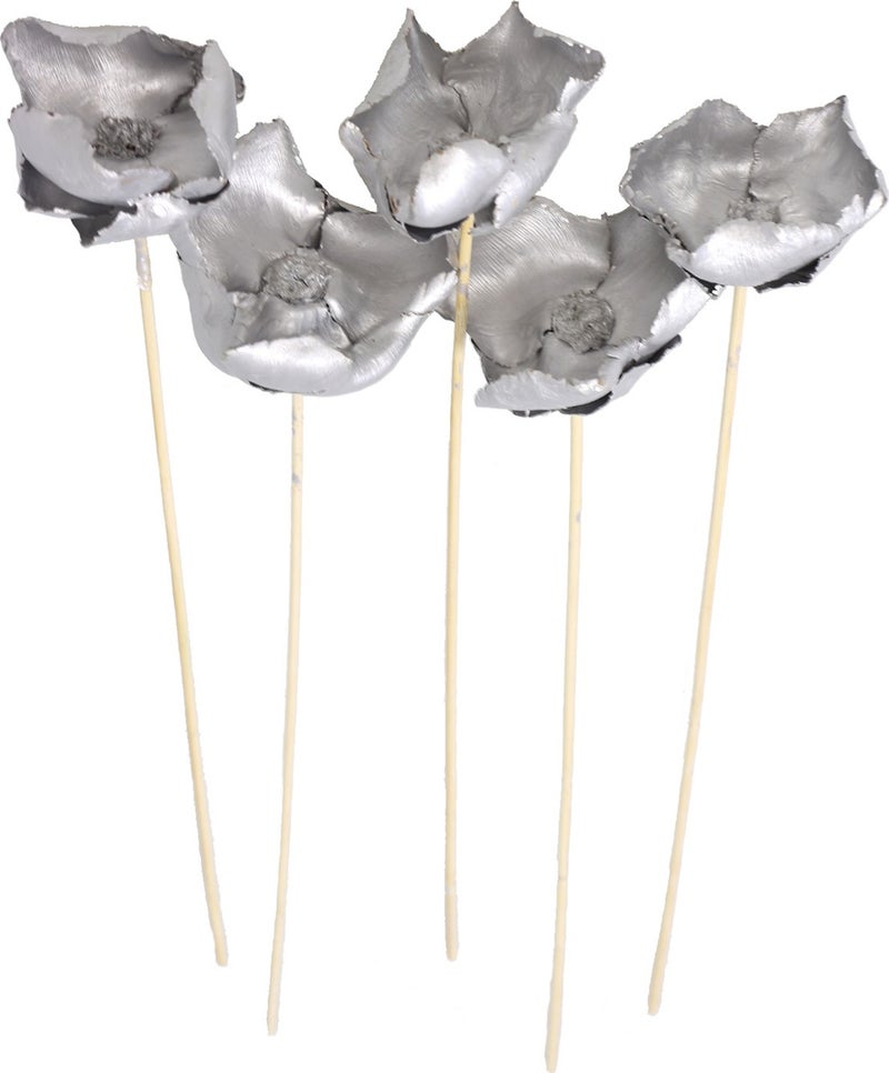 Generic Artificial Flower Storage Dry Flower 5 Piece Palm Cap Bunch Palmcup Flower 45 cm Silver 