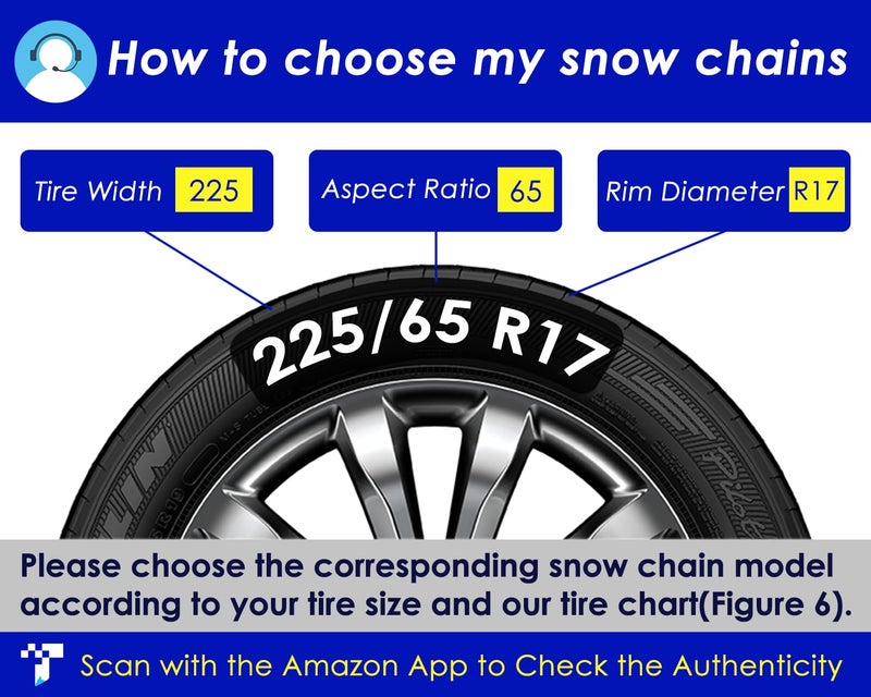 AUVEBY Snow-Chains Auto Fixing 1 Min Quick Fit Easy Installation Tire-Chains, Portable Reusable Universal Emergency Tire Traction Chain for Passenger Car, Pickup Trucks and SUV - Set of 2 (HKN-150) - Image 5