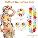 Eunvabir 96 Pcs Hawaiian Leis for Luau Party Decorations Tropical Themed Silk Hawaiian Flowers Leis Bulk Necklace Headband Wristband for Summer Beach Birthday Vacation Hula Dance Party Favors Supplies Decor - Image 2