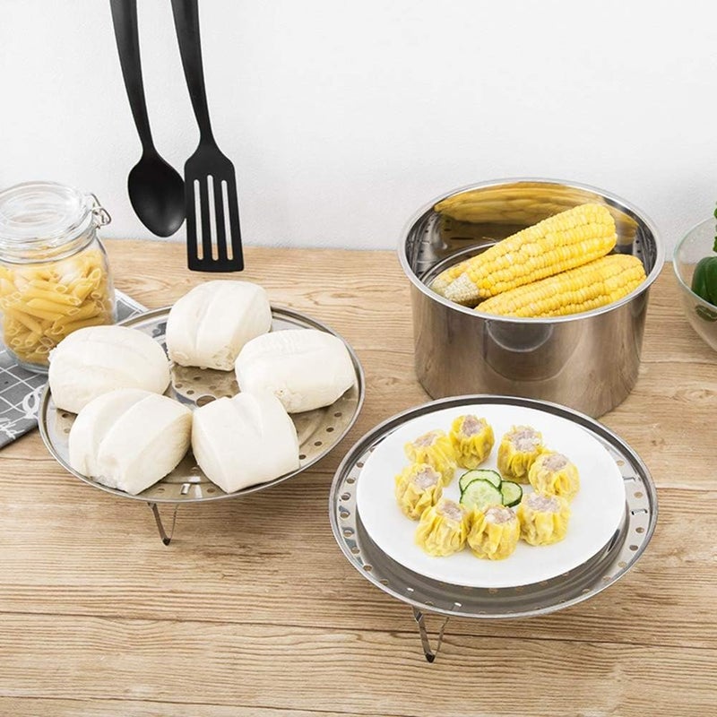 NRDBEEEC NRDBEEE Round Stainless Steel Rack 7.6" 8.5" 9.33" Inch Diameter Steaming Stand Canner Canning Racks Steamer Insert Stock Pot Steaming Tray Stand Pressure Cooker Cooking Toast Bread Salad (3 Pack) - Image 4