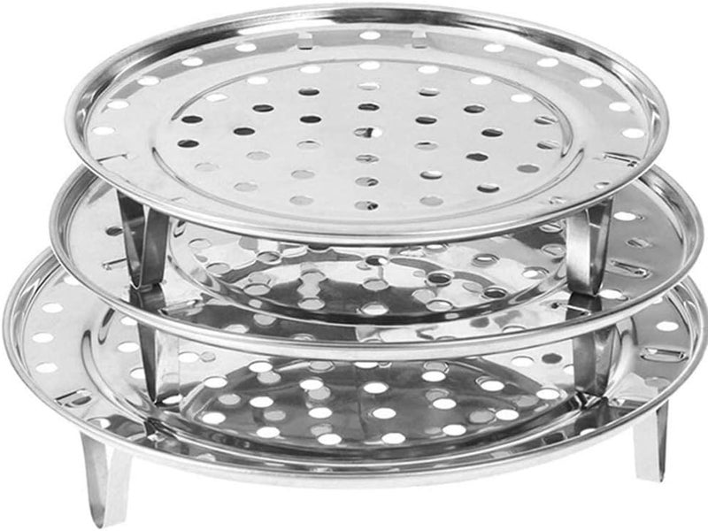 NRDBEEEC NRDBEEE Round Stainless Steel Rack 7.6" 8.5" 9.33" Inch Diameter Steaming Stand Canner Canning Racks Steamer Insert Stock Pot Steaming Tray Stand Pressure Cooker Cooking Toast Bread Salad (3 Pack) - Image 1