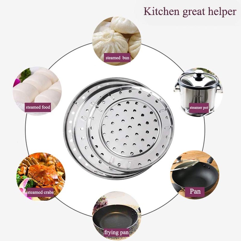 NRDBEEEC NRDBEEE Round Stainless Steel Rack 7.6" 8.5" 9.33" Inch Diameter Steaming Stand Canner Canning Racks Steamer Insert Stock Pot Steaming Tray Stand Pressure Cooker Cooking Toast Bread Salad (3 Pack) - Image 3