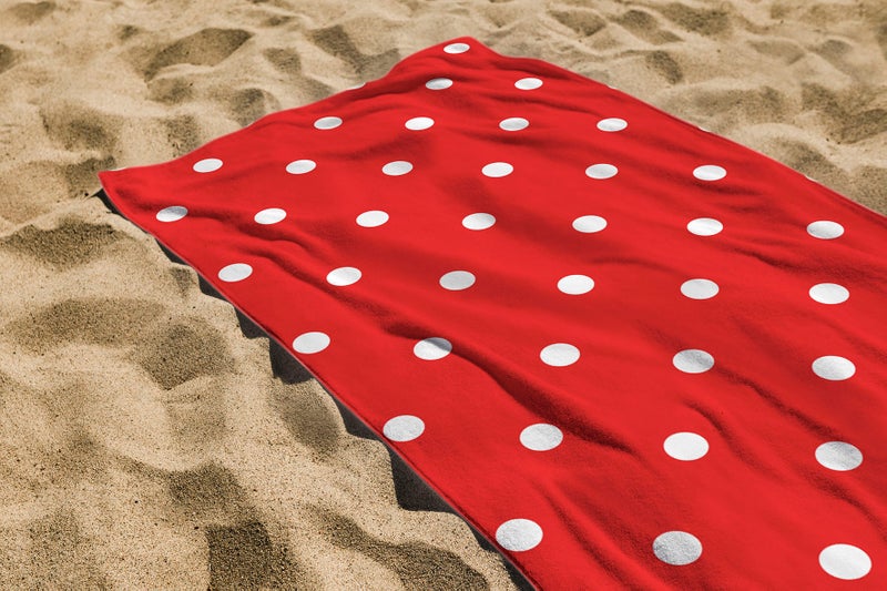 Mintra Printed Terry Microfiber Towel |Minnie Dots - Design | Size - 70x140 cm  | Soft and Quick Dry. Perfect for Beach Days or Pool Parties - Image 1
