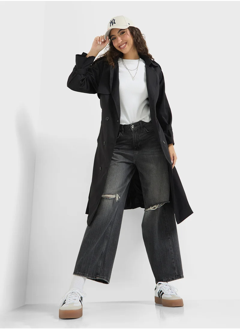 جينجر Oversize Longline Trench Coat