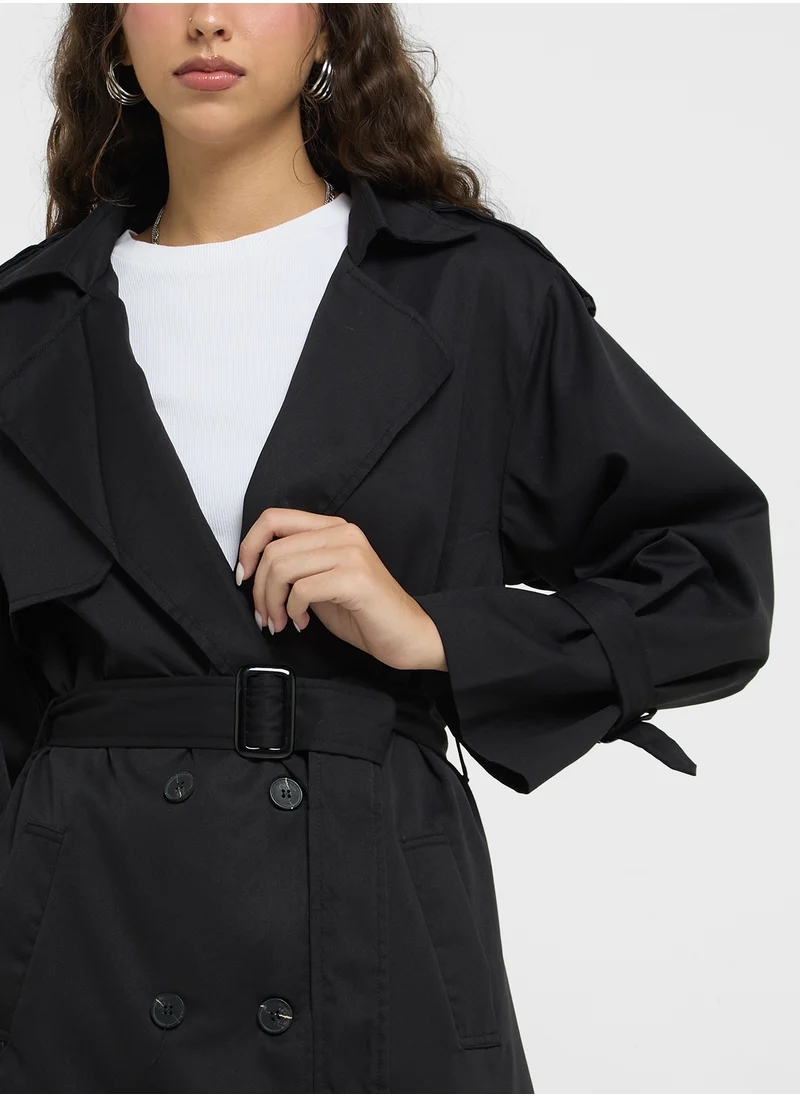 جينجر Oversize Longline Trench Coat