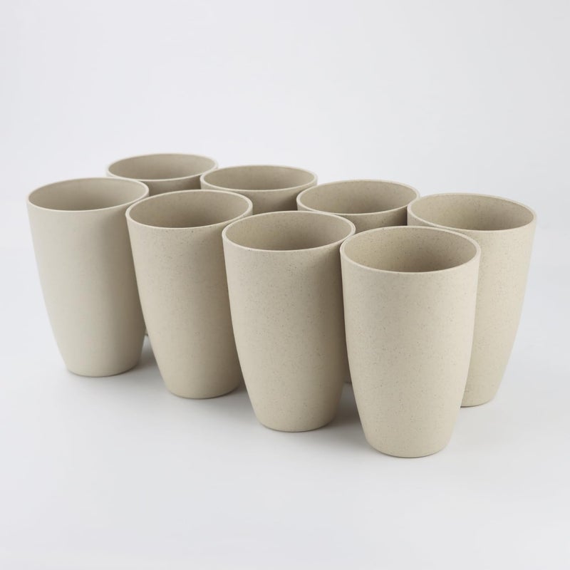 Homienly Cups for Kitchen Unbreakable Wheat Straw Cups 8 PCS Alternative to Plastic Cups Stackable Drinking Cup Reusable Dishwasher Safe Water Glasses with Beige Color 20 OZ - Image 3