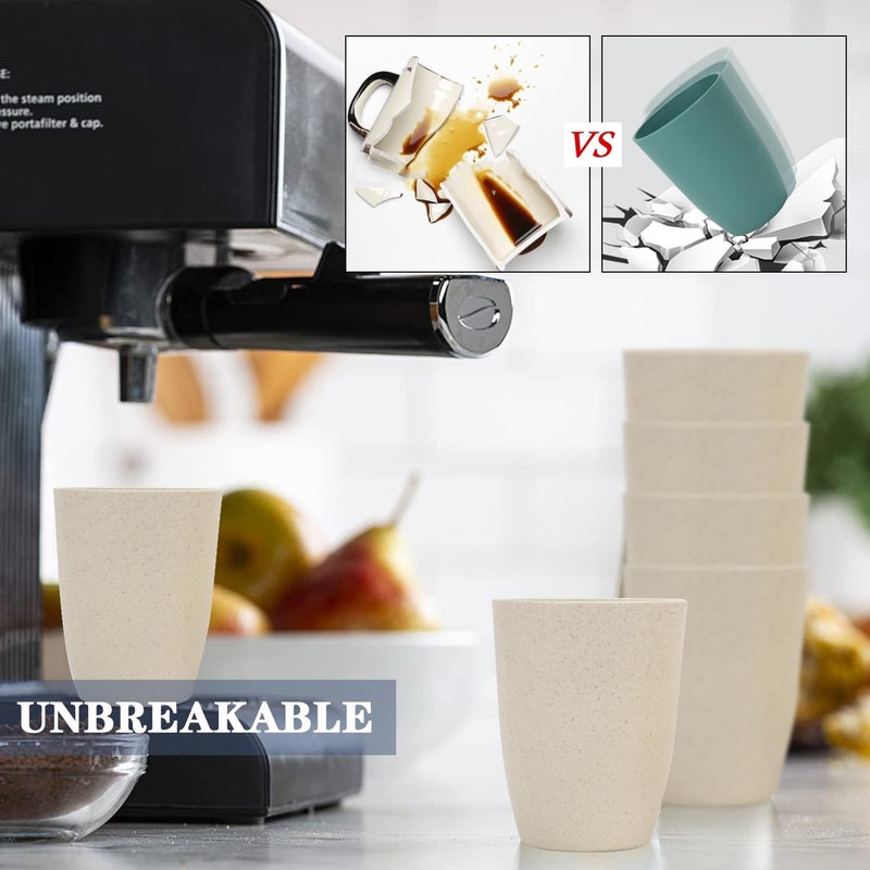 Homienly Cups for Kitchen Unbreakable Wheat Straw Cups 8 PCS Alternative to Plastic Cups Stackable Drinking Cup Reusable Dishwasher Safe Water Glasses with Beige Color 20 OZ - Image 5