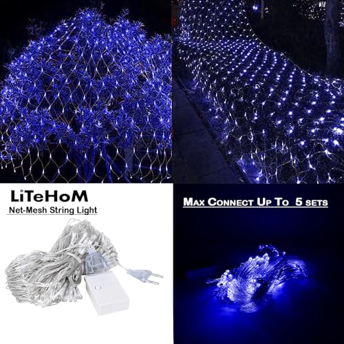 Litehom LED Net Mesh String Lights, 9.8Ft X 6.6Ft, 192 LEDs, Still Modes Diwali Decor with Diwali Lights for Home Decoration! LED Diwali Light, LED Lights for Home Decoration (3x2 Net Blue) - Image 5