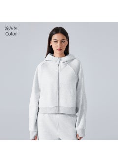 Generic New Fleece Hoodie Women Casual Yoga Top Autumn Winter Cool gray 