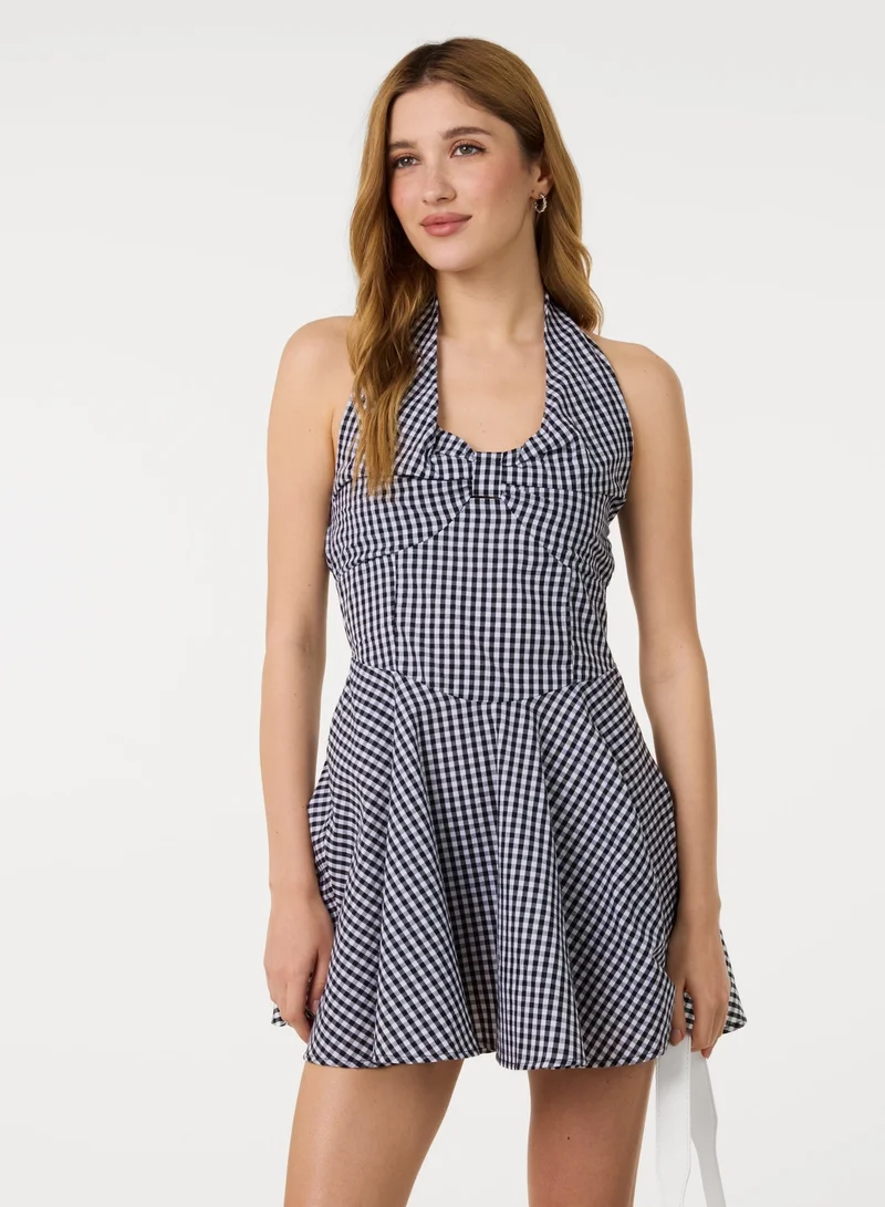 Pink Vanilla Gingham Halter Neck Dress
