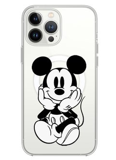 Magnetic Case for iPhone 13 Pro Max 6.7-inch Compatible with MagSafe Wireless Charging, Shockproof Phone Bumper Cover Mickey sitting
