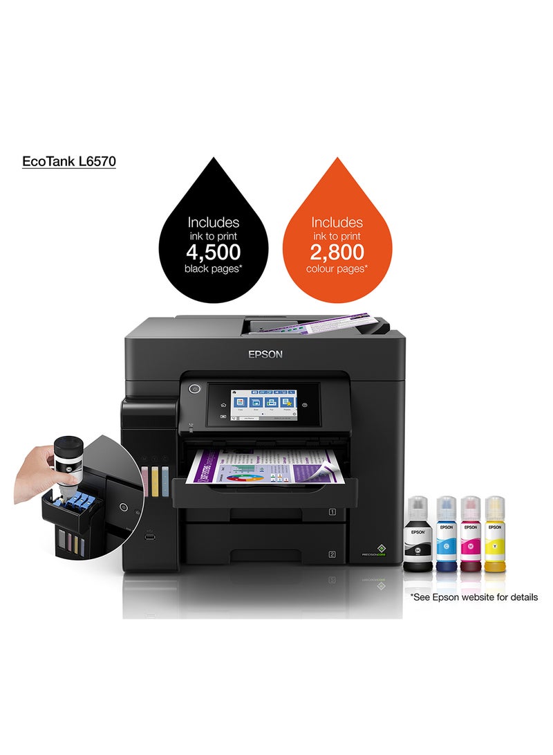EPSON Ecotank L6570 Office Ink Tank Printer A4 Colour 4-In-1 Printer With ADF, Wi-Fi And Smart Panel Connectivity And Lcd Screen Black - Image 3