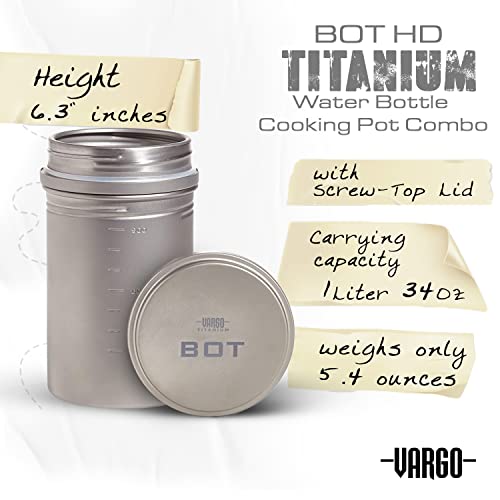 Vargo Titanium BOT Series | BOT-HD Bottle Pot – 1 Liter (34 oz.) Ultralight Water Bottle Cooking Pot Weighs 153 grams (5.4 oz.) | Backpacking Camping - Image 3
