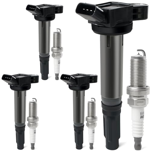 BELKEBIR Set of 4 Ignition Coil Packs Iridium Spark Plugs Compatible with 25L 27L L4 20102017 Toyota Camry RAV4 Avalon Highlander Venza Sienna Lexus ES300h NX300h Scion tC Replace UF487 UF507 6619 - Image 1