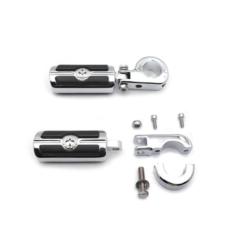 SMT-1 1/4" Highway Skull Foot Pegs P-Clamps Compatible With H-D Sportster 883 1340 XL1200 [B00RUE0ULI]