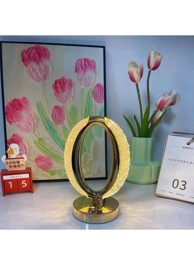 ELTRAZONE MOONCEE Crystal Diamond Table Lamp – Elegant Round and Oval Design with Type-C Charging and Tricolor Light - Image 2