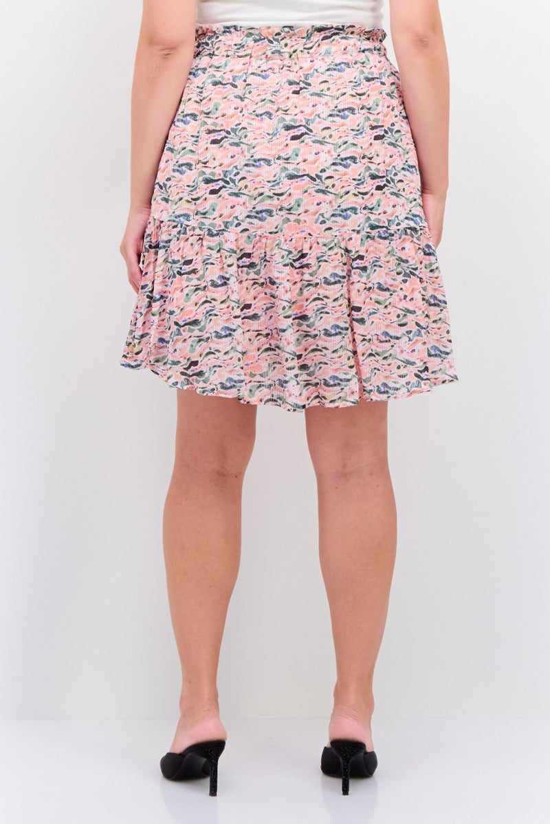 Scotch & Soda تنورة قصيرة مطبوعة بالكامل للنساء، مجموعة وردية - Image 2