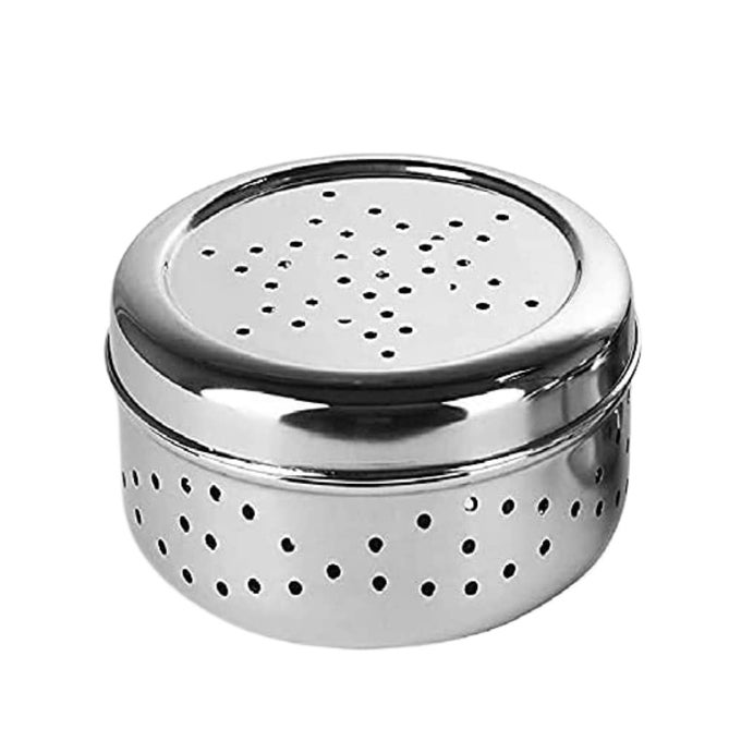 STAINLESS STEEL CORIANDER STORAGE BOX CURRY LEAVES BOX SET SPROUTS DHANIYA CONTAINER DABBA SILVER 850 ML