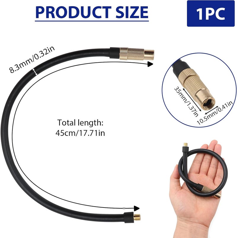 tinshow Schrader Presta Valve Adapter with 40cm Extension Tube Hose for Bike Pump - Image 2