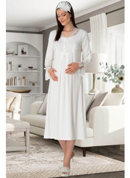 Mecit Pijama Mecit Pajamas Mecit 5312 Ecru Maternity Nightgown 