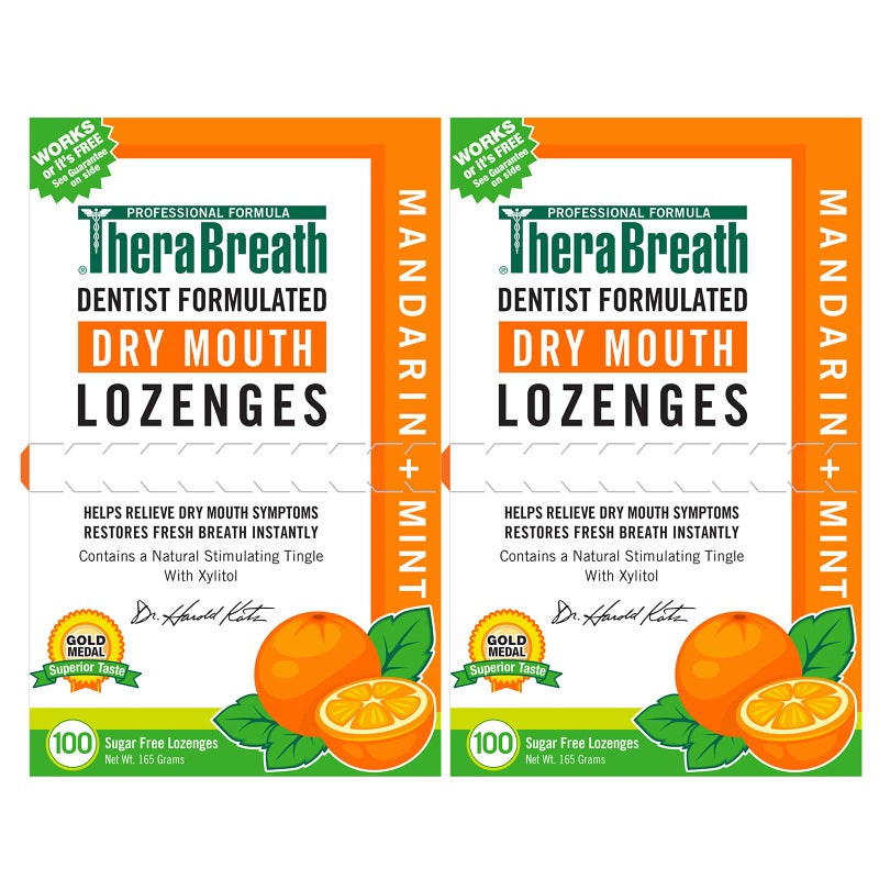 TheraBreath Dry Mouth Lozenges with Zinc 100 Lozenges Mandarin Mint 100 Count Pack of 2 - Image 1