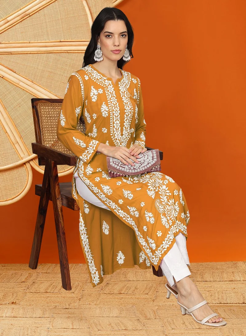 Alaya Women Chikankari Hand Embroidered Modal Kurta -AL4042
