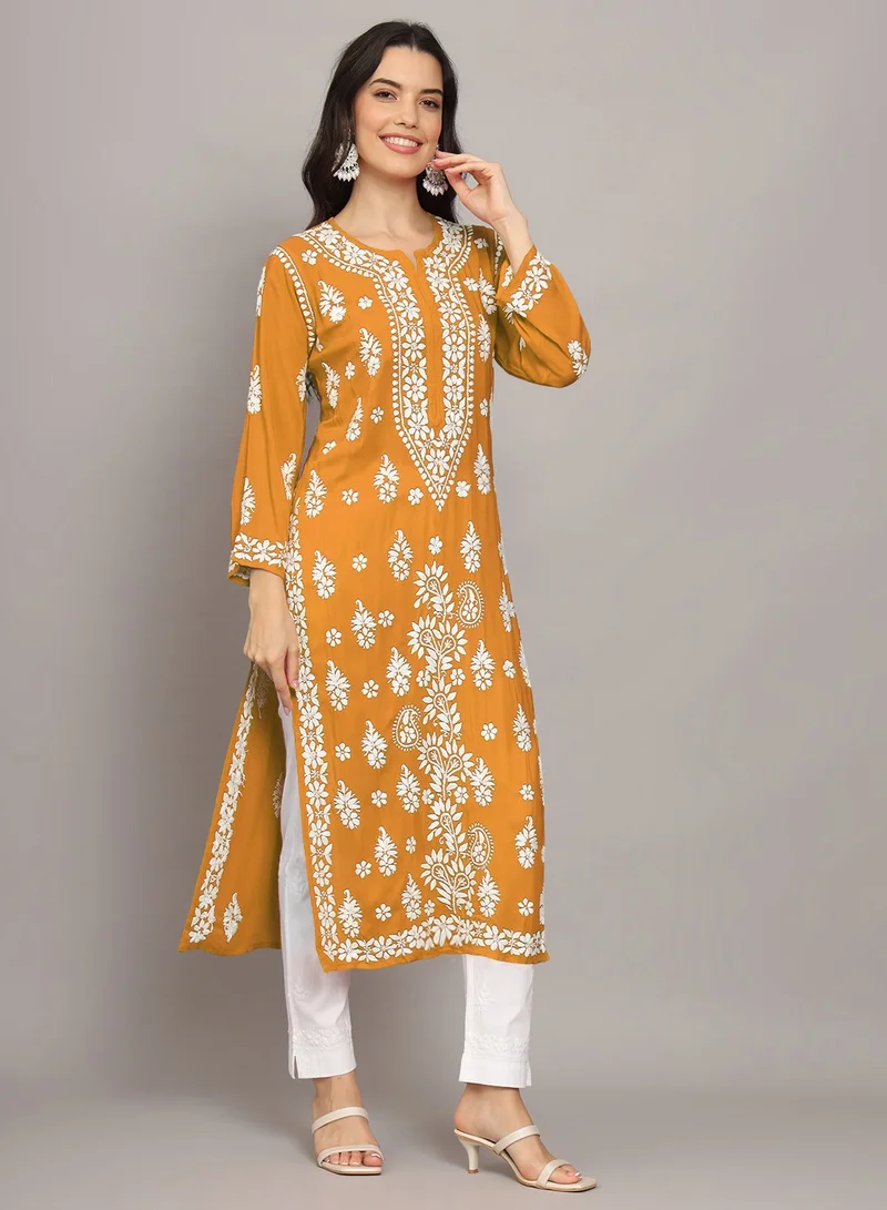 Alaya Women Chikankari Hand Embroidered Modal Kurta -AL4042
