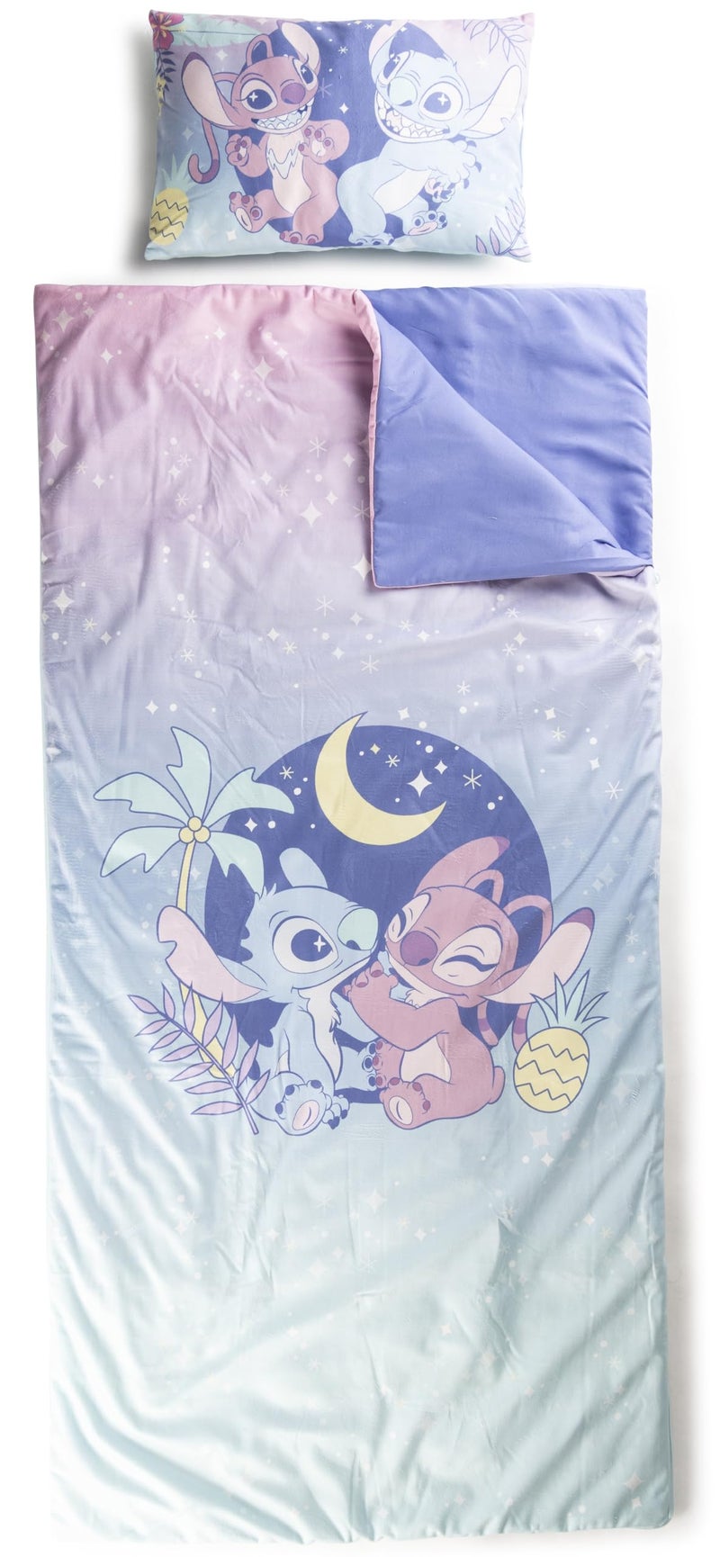 Jay Franco Kids Slumber Bag and Pillow - 54 x 27 Inch Comfy Indoor Sleeping Bag for School and Sleepovers  2 Piece Set  Multi - Lilo & Stitch - Image 1