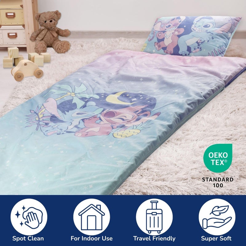 Jay Franco Kids Slumber Bag and Pillow - 54 x 27 Inch Comfy Indoor Sleeping Bag for School and Sleepovers  2 Piece Set  Multi - Lilo & Stitch - Image 3