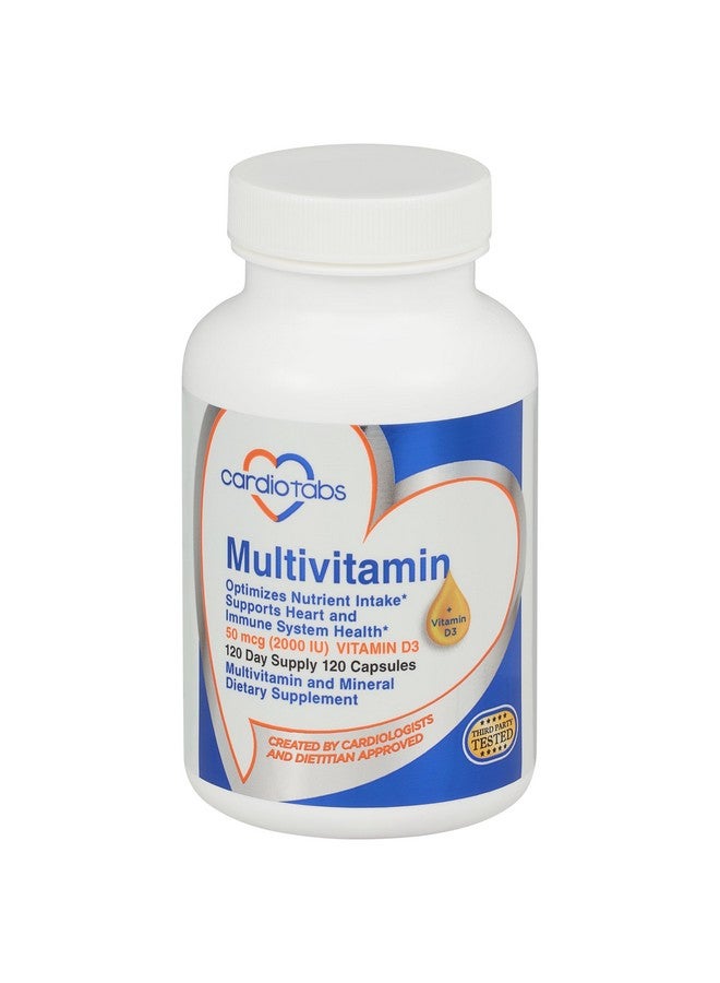 Cardiotabs Multivitamin - Heart and Immunity Supplements for Men & Women, Multivitamin for Men & Women, with Minerals B-Vitamin Complex, Vitamins A, C, E, K and 2000 IU Vitamin D3, 120-Count Bottle - Image 1