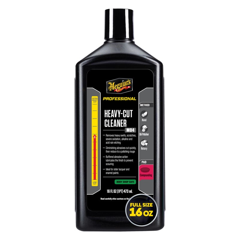 Meguiars Professional HeavyCut Cleaner M0416  Premium Compound for Heavy Swirl Scratch and Oxidation Removal  Removes Paint Defects and Restores Clarity and Shine Intended for Rotary Use 16 Oz